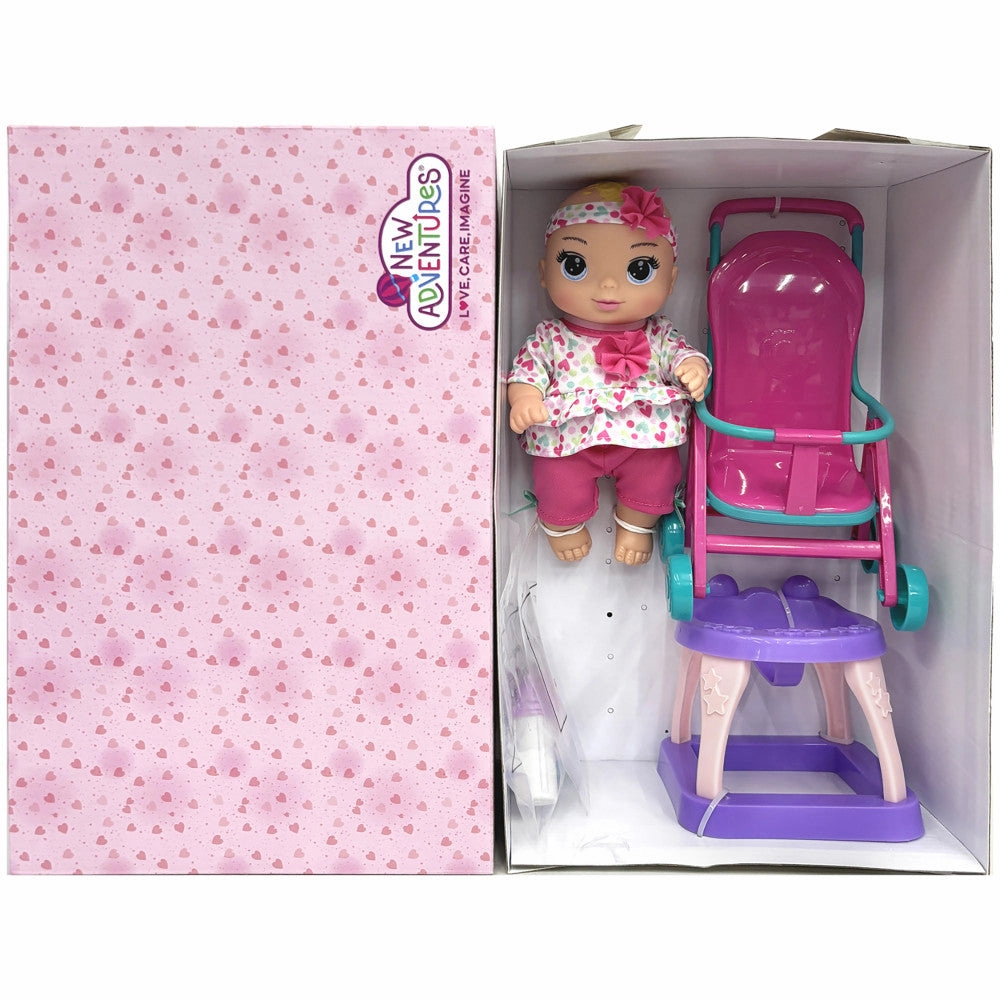 Magic Nursery 8" Stroll N Scoot Set - Hearts & Colors Playset for Toddlers