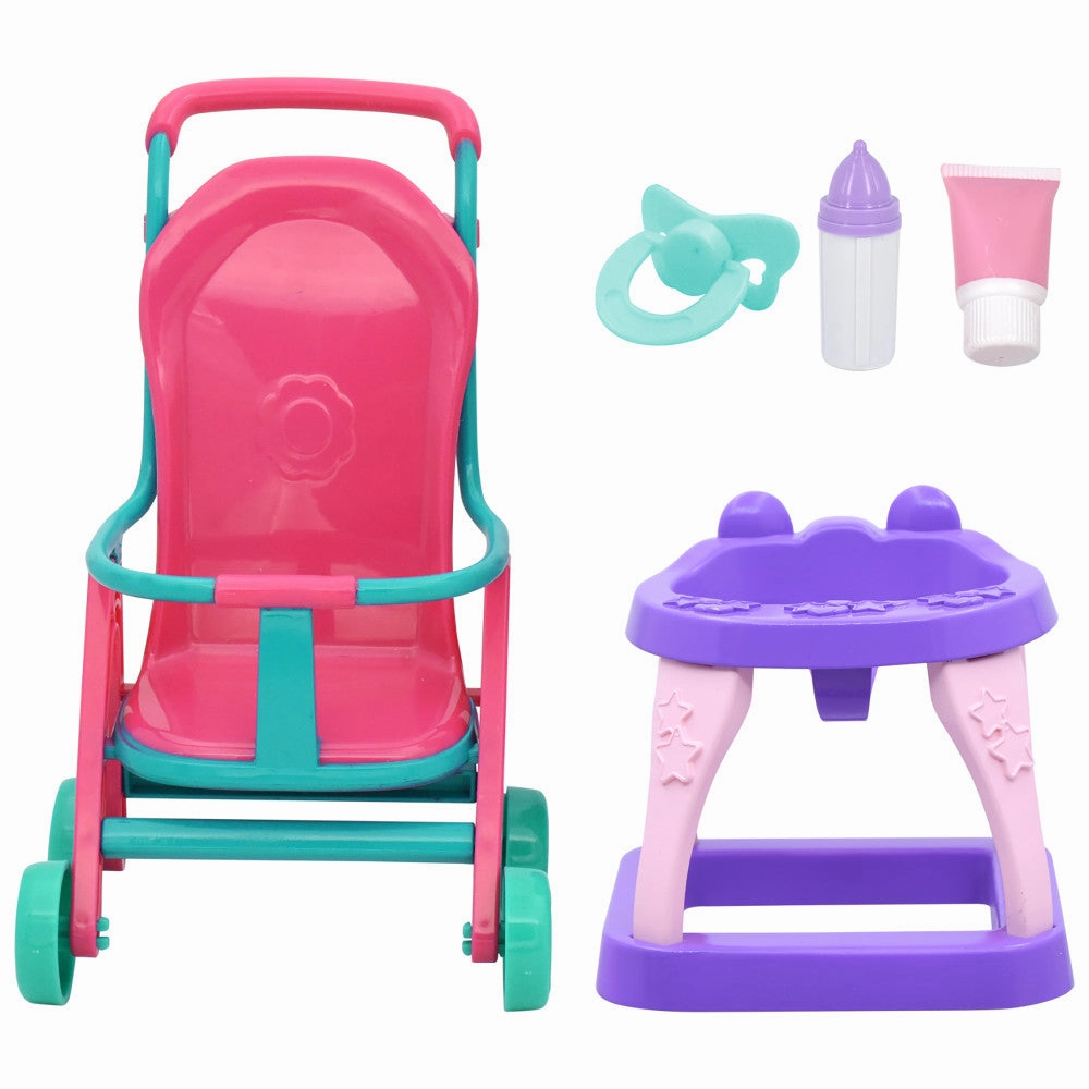 Magic Nursery 8" Stroll N Scoot Set - Hearts & Colors Playset for Toddlers