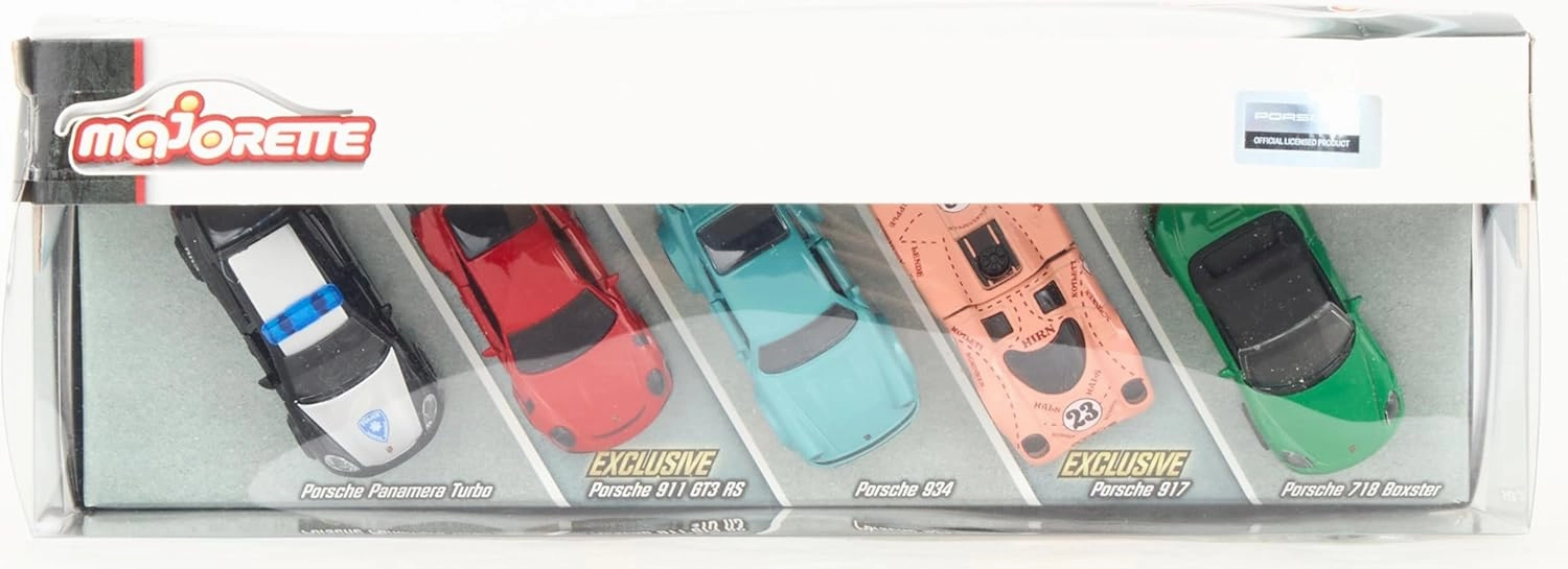 Majorette Porsche Edition 5 Car Giftpack Die-Cast Vehicle For Kids & Collectors Ages 3 And Up
