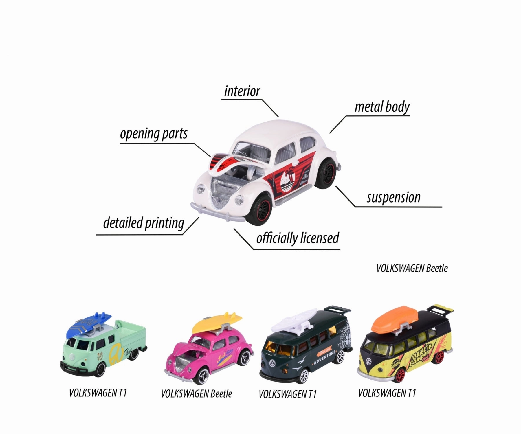 Majorette Volkswagen The Originals Series 5 Car Gift Set For Kids Ages 3 