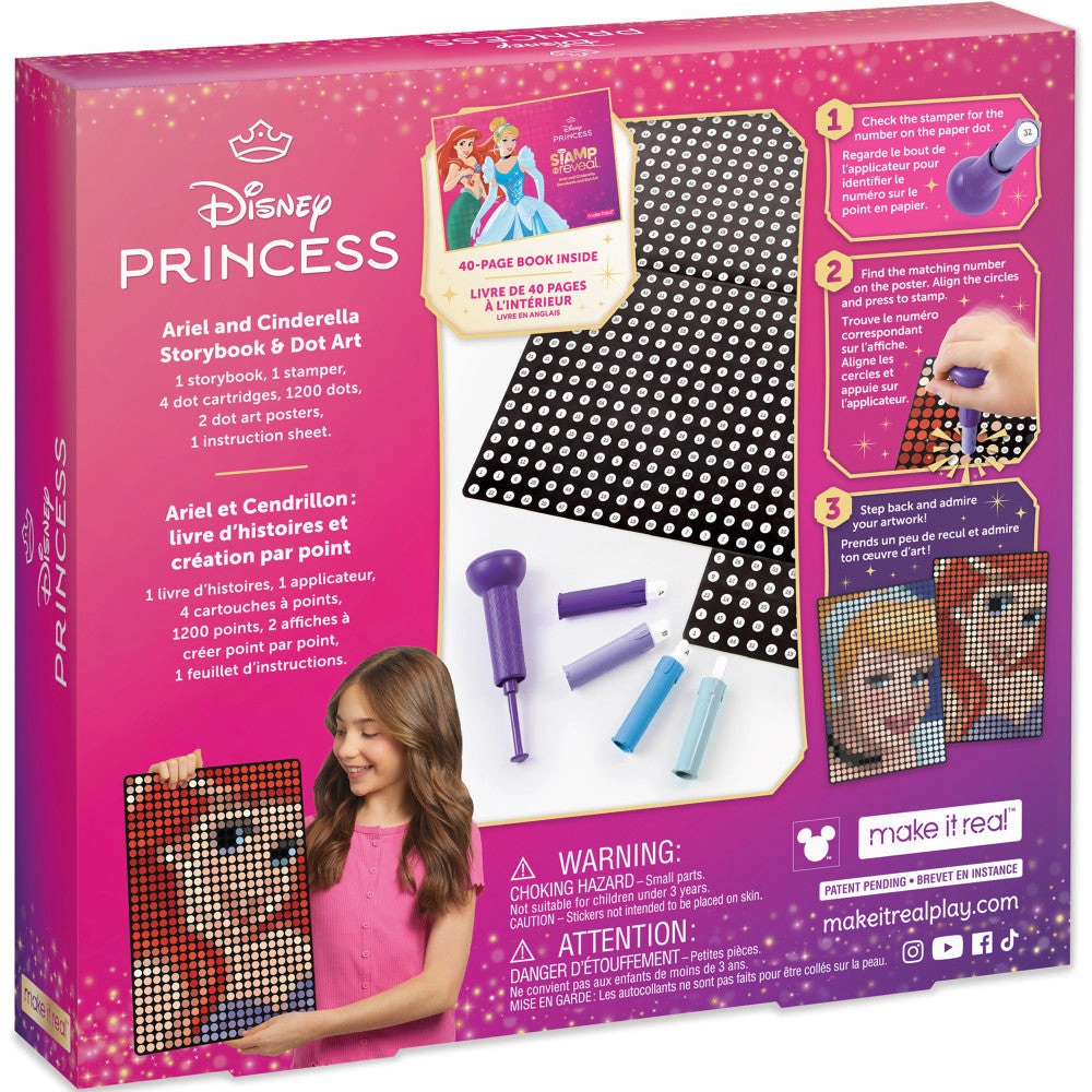 Make It Real Disney Stamp To Reveal Ariel & Cinderella Storybook Dot Art Kit