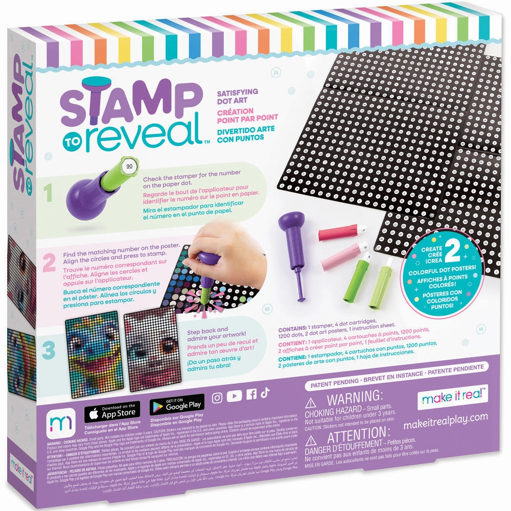 Make It Real Stamp To Reveal Art Kit - Cool Cat & Smily Dino