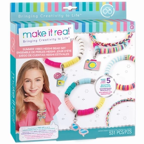 Make It Real Summer Vibes Heishi Bead Bracelet Kit - Colorful DIY Jewelry Making Set