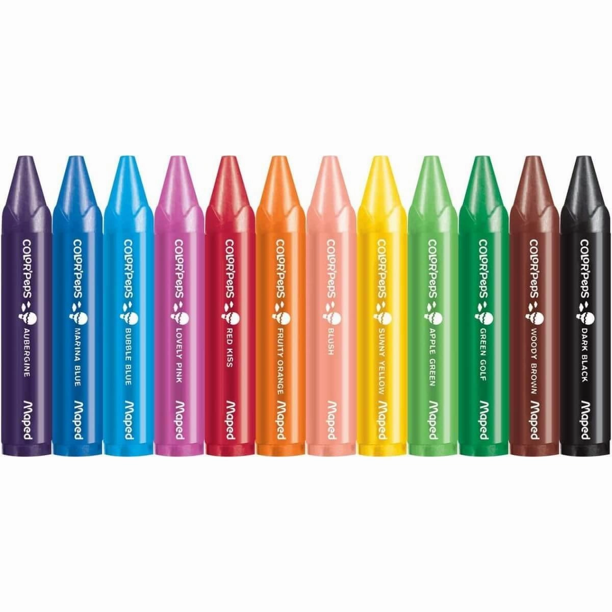 Maped Colour'Peps Pack of 12 My First Jumbo Wax Crayons for Age 1 & Up