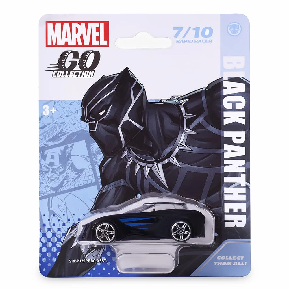 Marvel Go 1:64 Diecast Black Panther Rapid Racer Toy Car for Collection for Ages 3 years and up