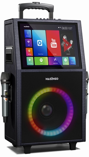 Masingo Allegro X8 Professional Karaoke System with Touch-Screen Tablet and Dual Wireless Microphones