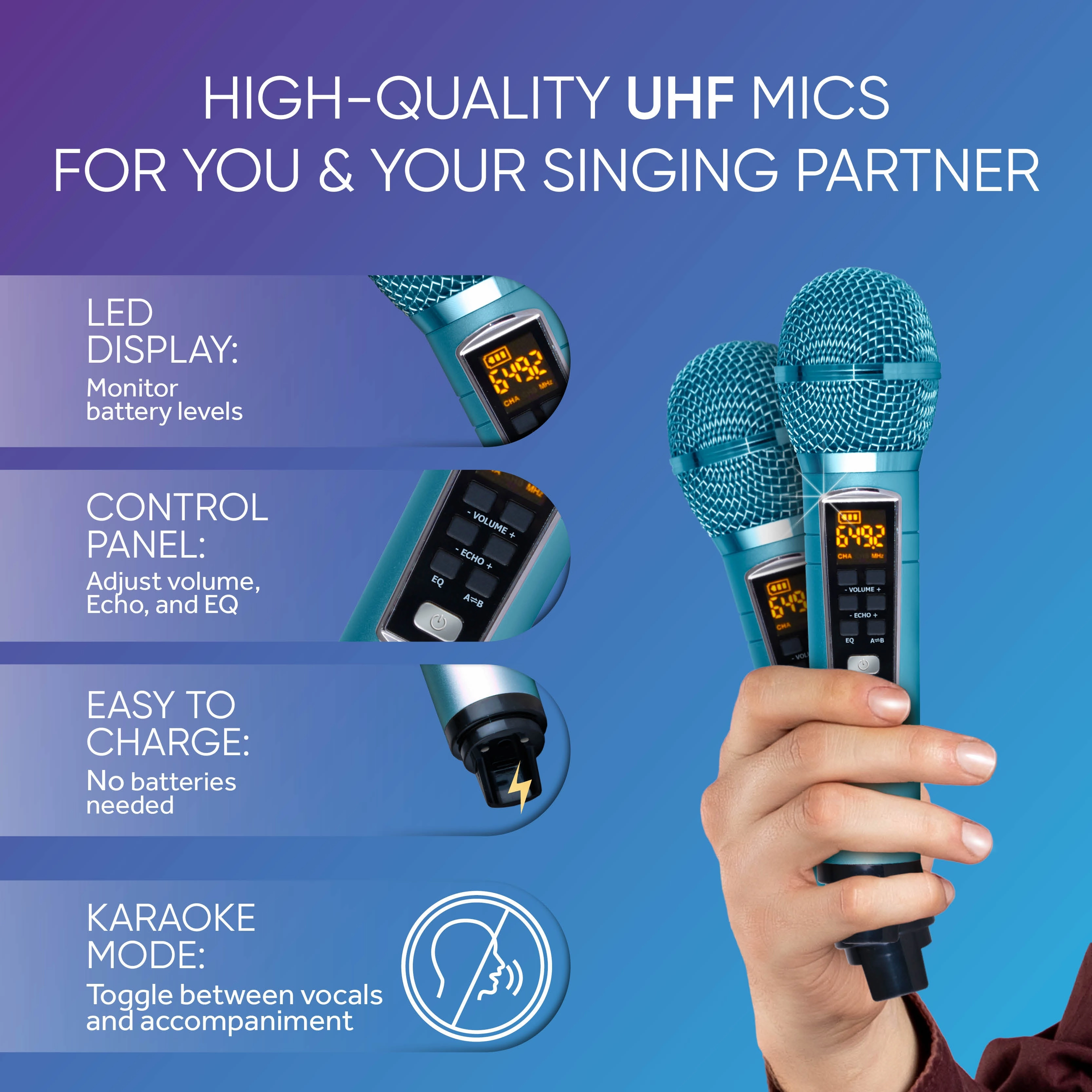 Masingo Presto G2 Wireless Karaoke Machine in Turquoise