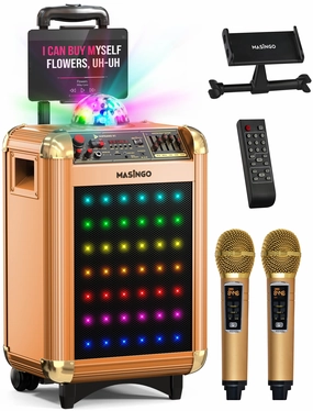 Masingo Soprano X1 Gold Portable Karaoke Machine with Bluetooth