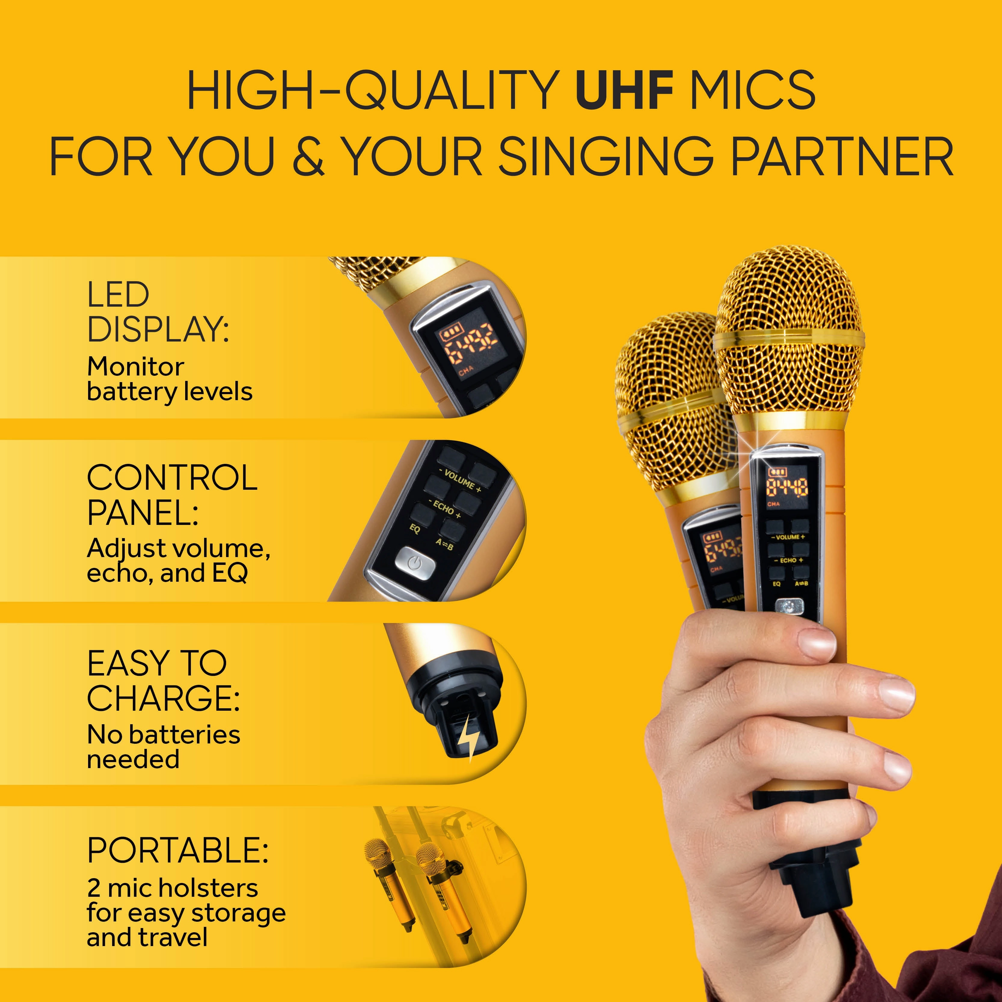 Masingo Soprano X1 Gold Portable Karaoke Machine with Bluetooth