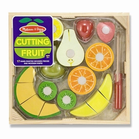 Melissa & Doug 17-Piece Wooden Cutting Fruit Set  Play Food Kitchen Accessory