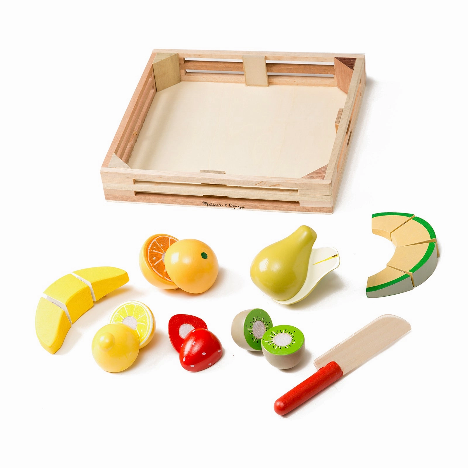 Melissa & Doug 17-Piece Wooden Cutting Fruit Set  Play Food Kitchen Accessory