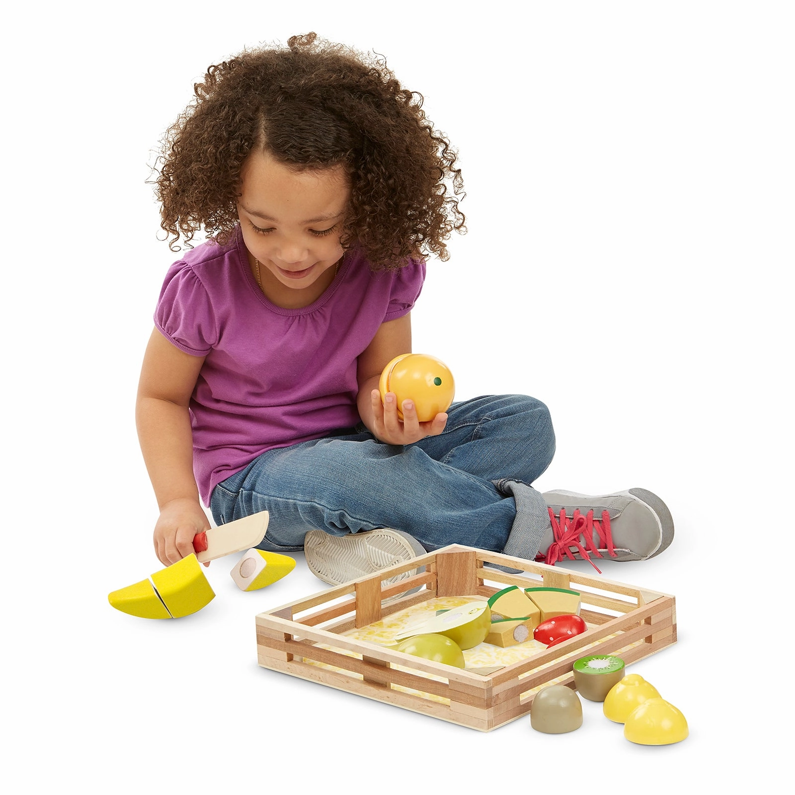 Melissa & Doug 17-Piece Wooden Cutting Fruit Set  Play Food Kitchen Accessory