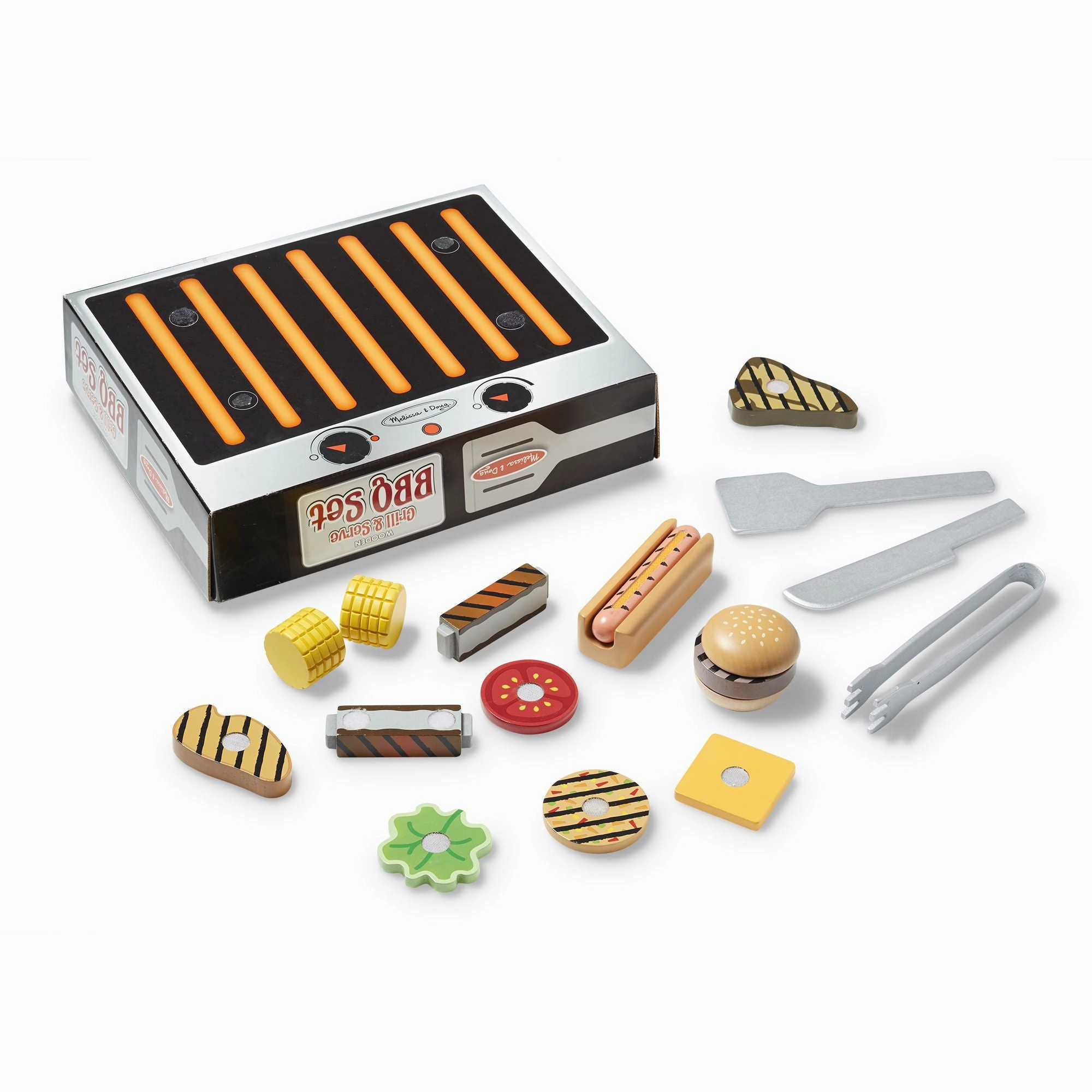 Melissa & Doug 20-Piece Wooden Grill & Serve BBQ Set