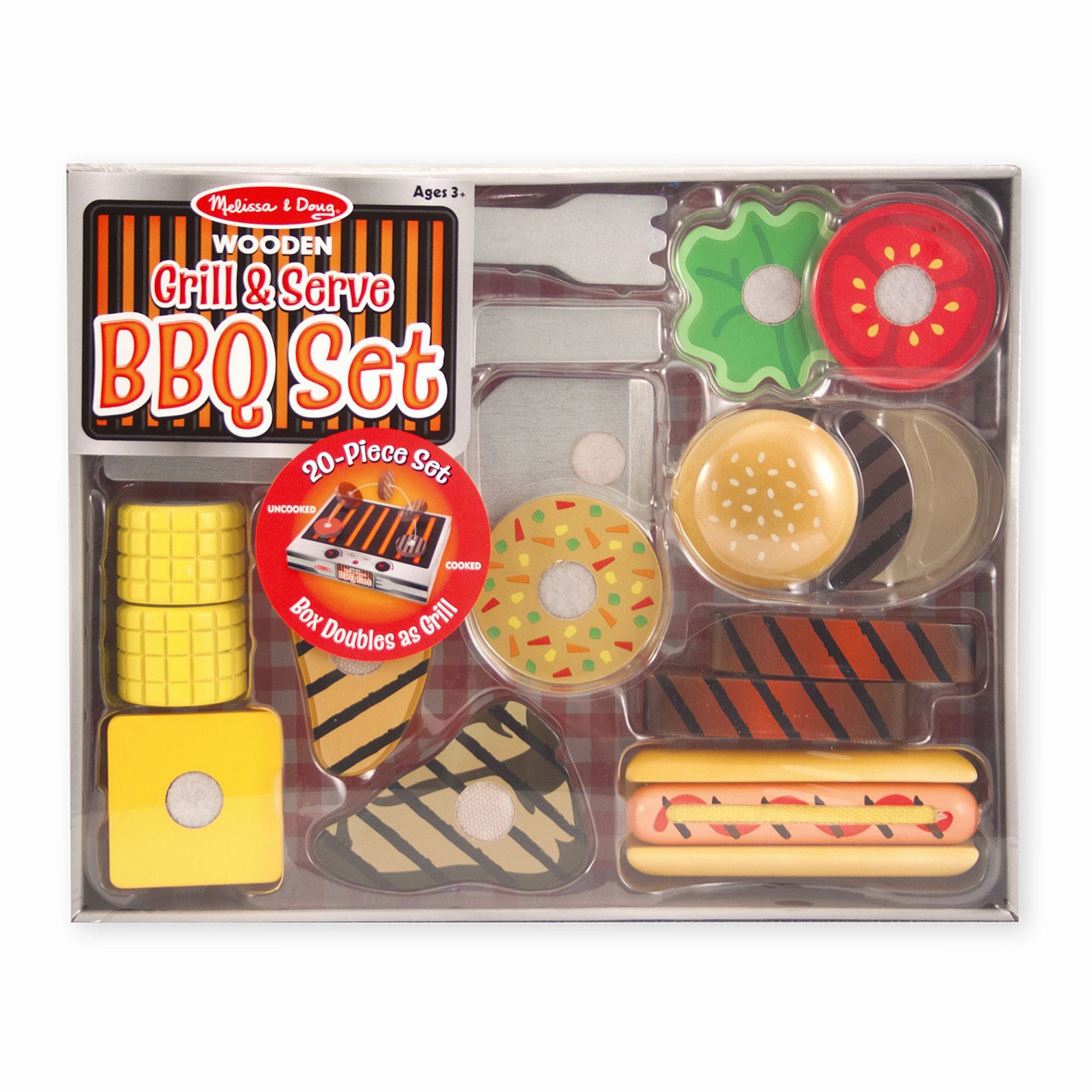 Melissa & Doug 20-Piece Wooden Grill & Serve BBQ Set