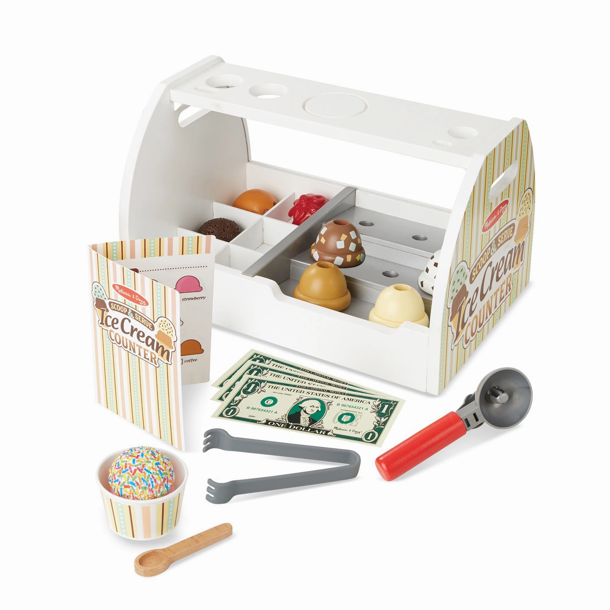 Melissa & Doug 28-Piece Wooden Ice Cream Play Set