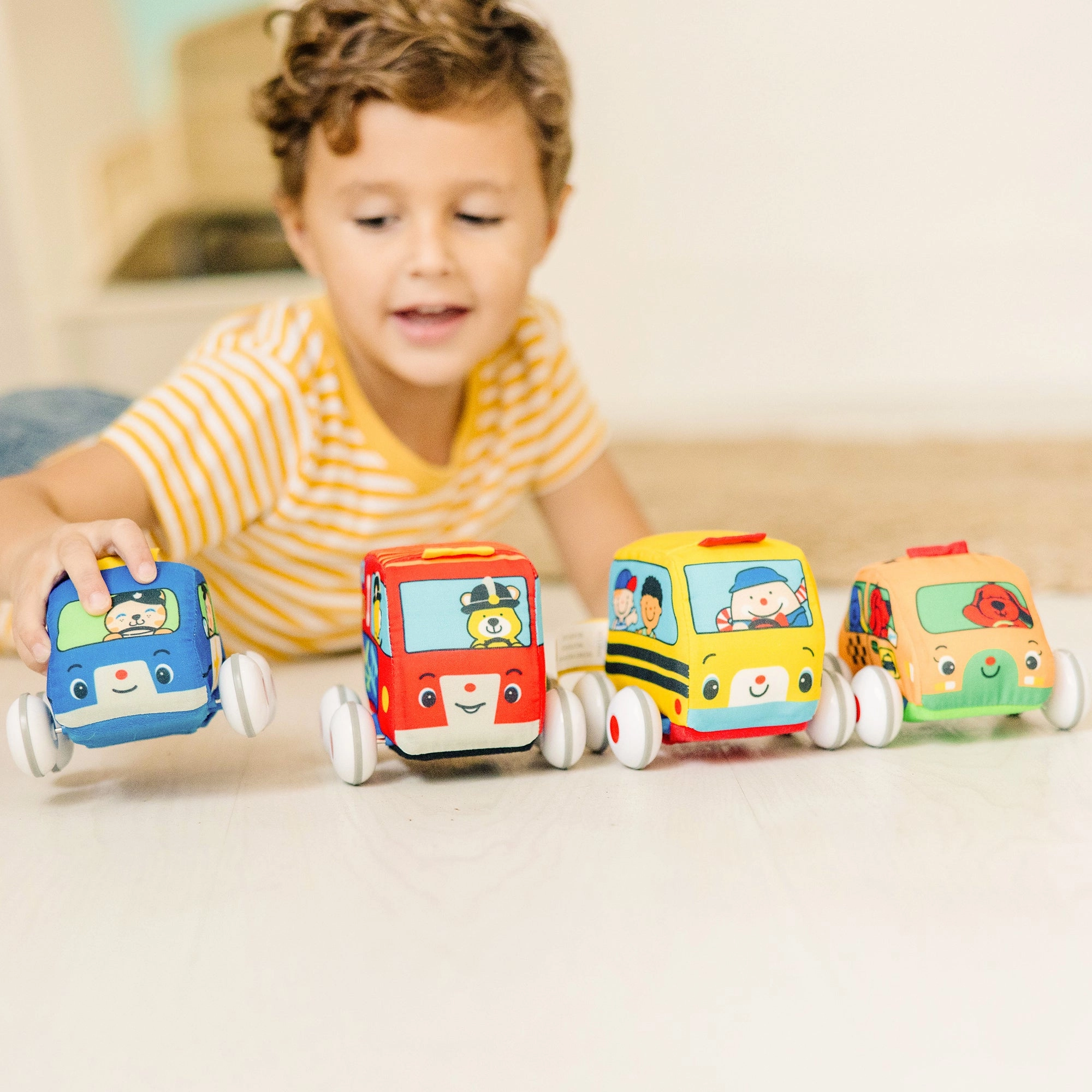 Melissa & Doug K's Kids Pull-Back Vehicle Set  Soft Baby Toy