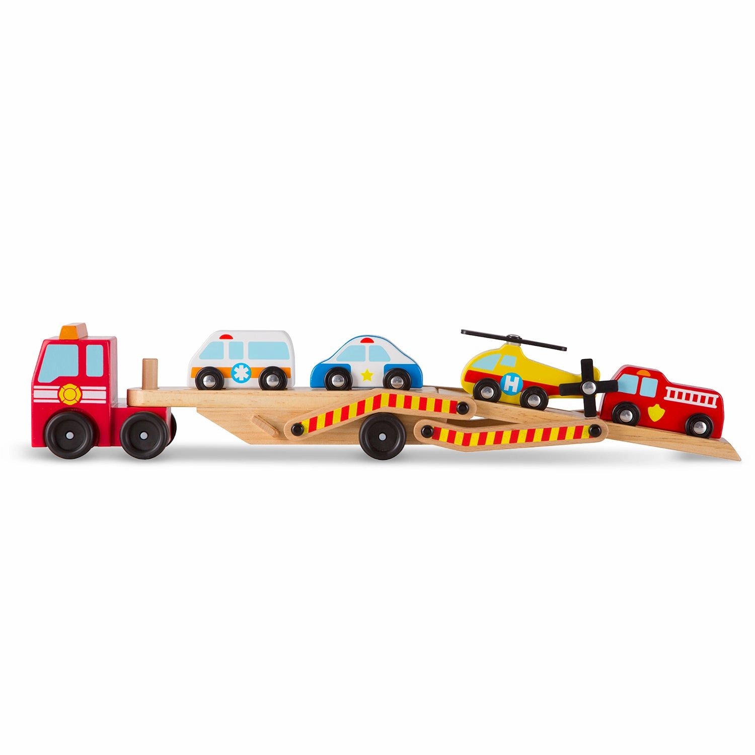 Melissa & Doug Wooden Emergency Vehicle Carrier Set