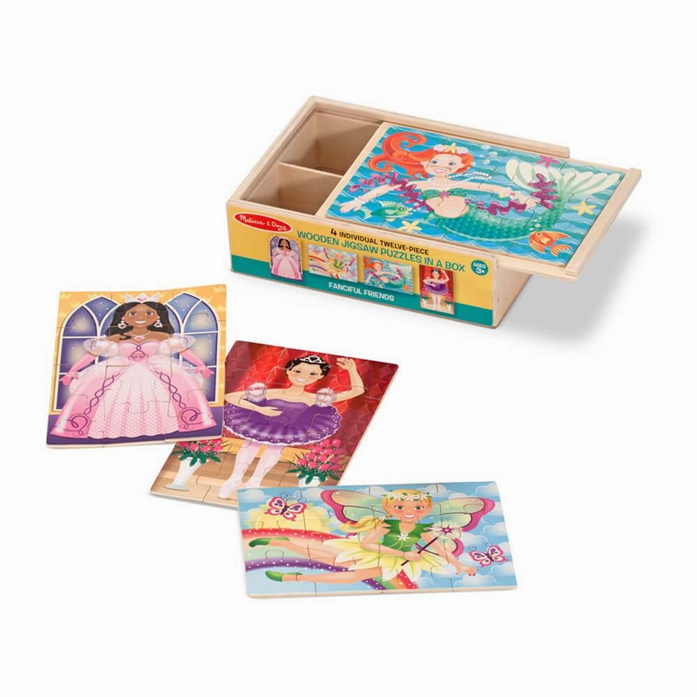 Melissa & Doug Wooden Jigsaw Puzzles In A Box Fanciful Friends