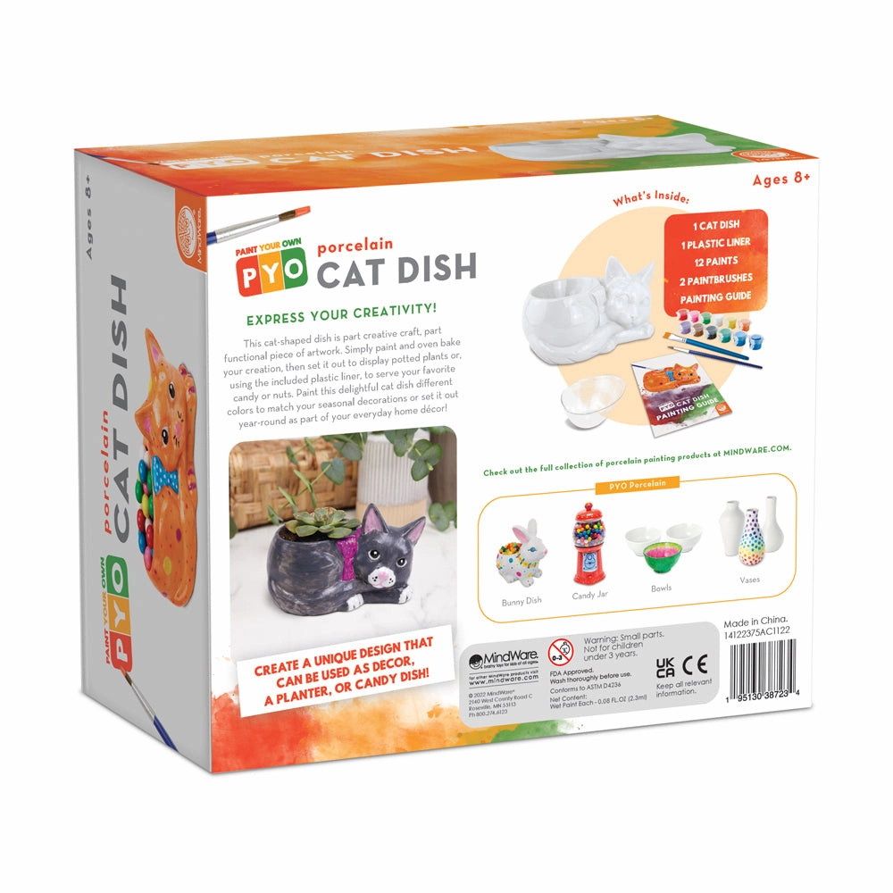 MindWare Creative Arts Paint Your Own Porcelain Cat Dish Kit