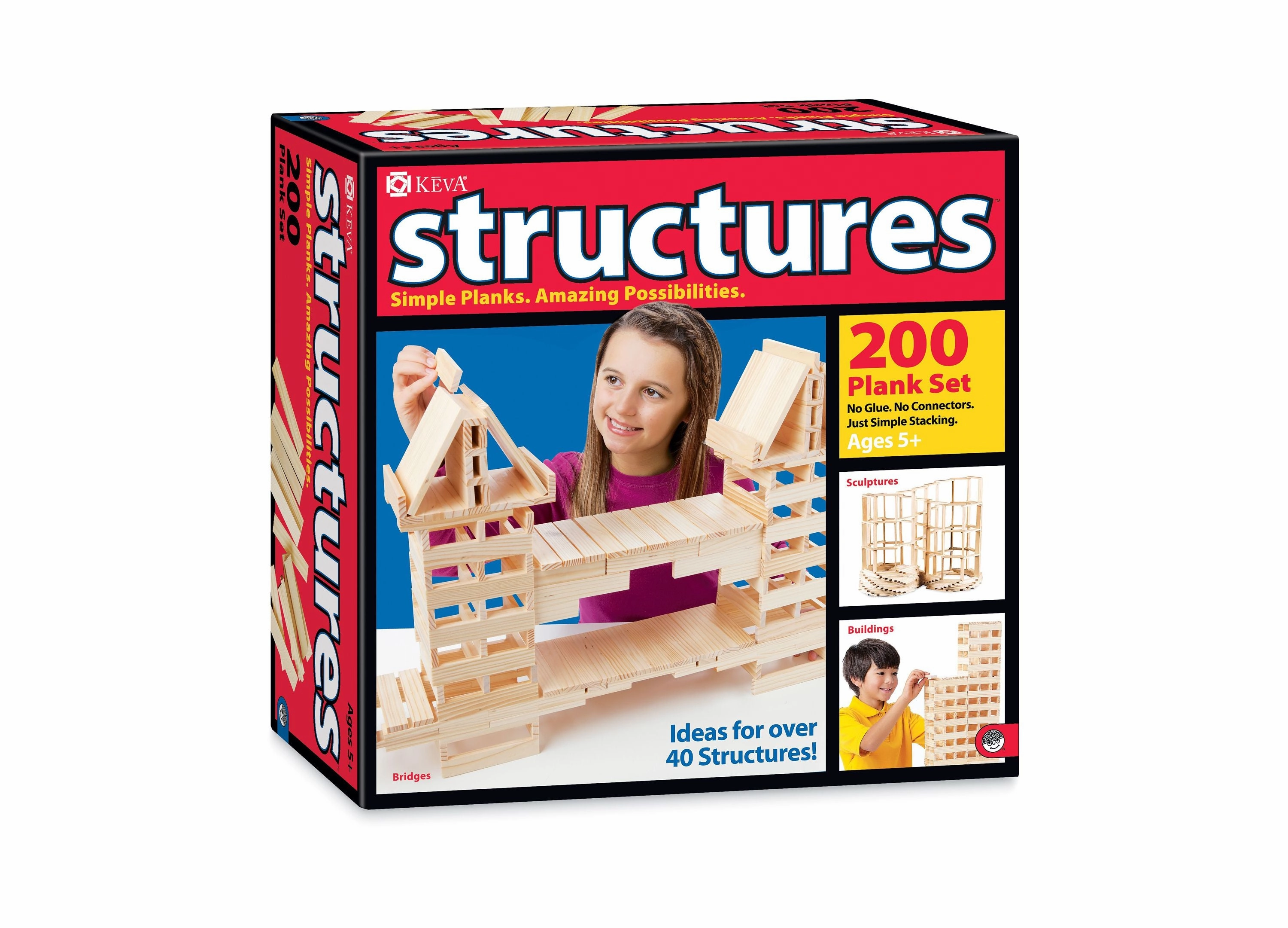 MindWare KEVA Structures 200 Pine Plank Set - STEM Building Toy