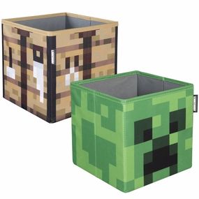 Minecraft Collapsible Storage Cubes - Creeper & Crafting Table Design, 2-Pack