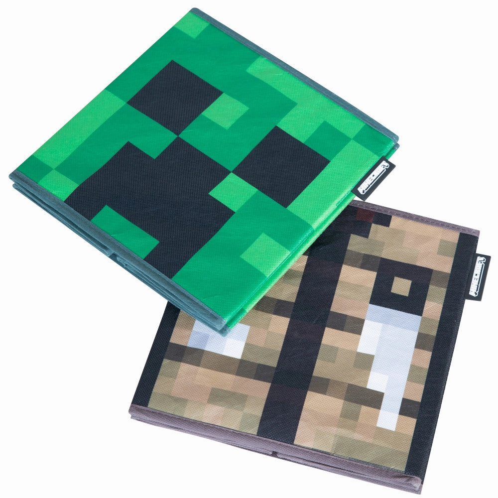Minecraft Collapsible Storage Cubes - Creeper & Crafting Table Design, 2-Pack