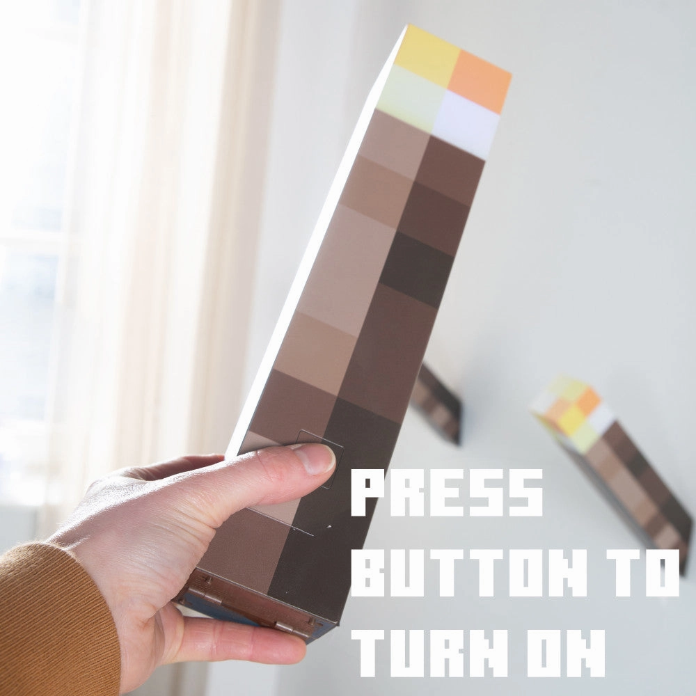 Minecraft: LED Torch - 11" Brownstone Pixels Torch Replica with 4 Light Settings