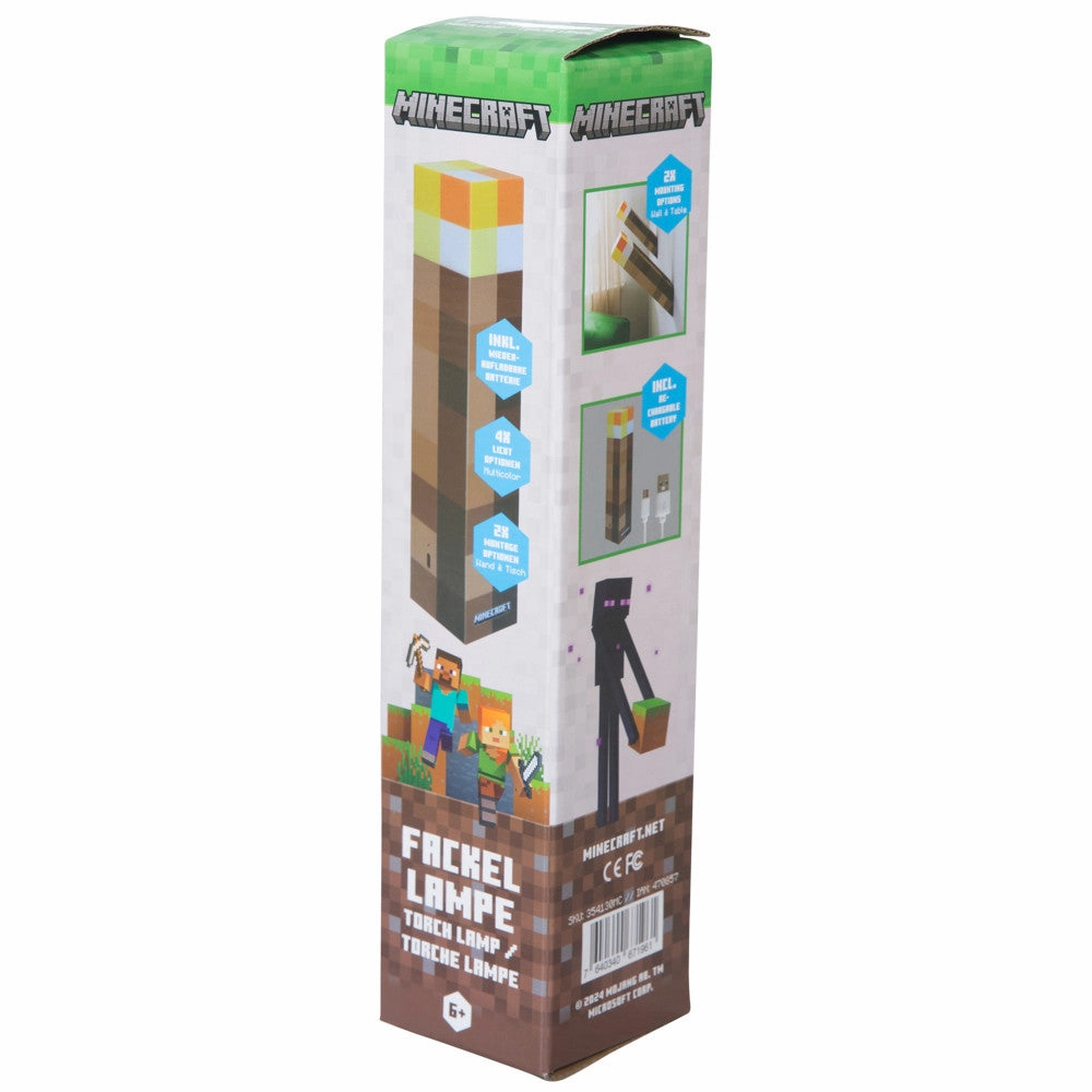 Minecraft: LED Torch - 11" Brownstone Pixels Torch Replica with 4 Light Settings