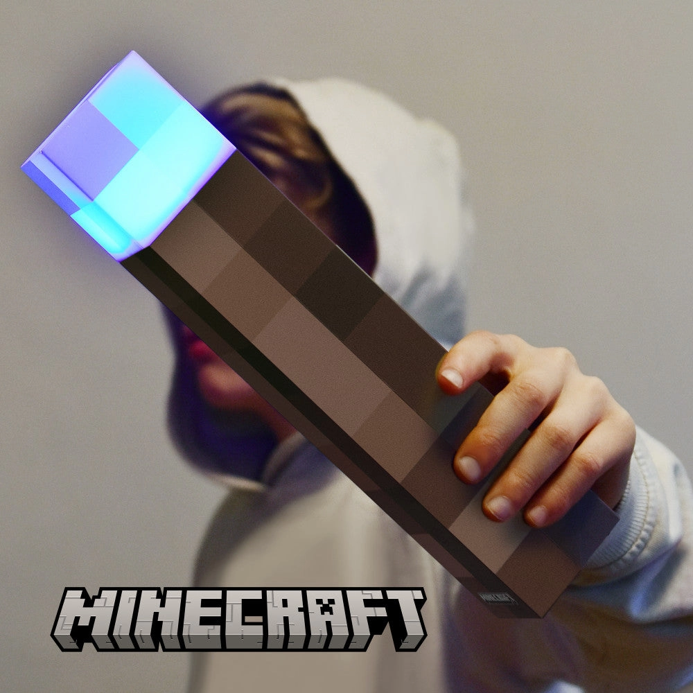 Minecraft: LED Torch - 11" Brownstone Pixels Torch Replica with 4 Light Settings