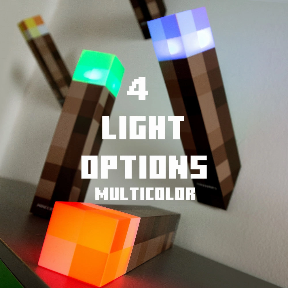 Minecraft: LED Torch - 11" Brownstone Pixels Torch Replica with 4 Light Settings