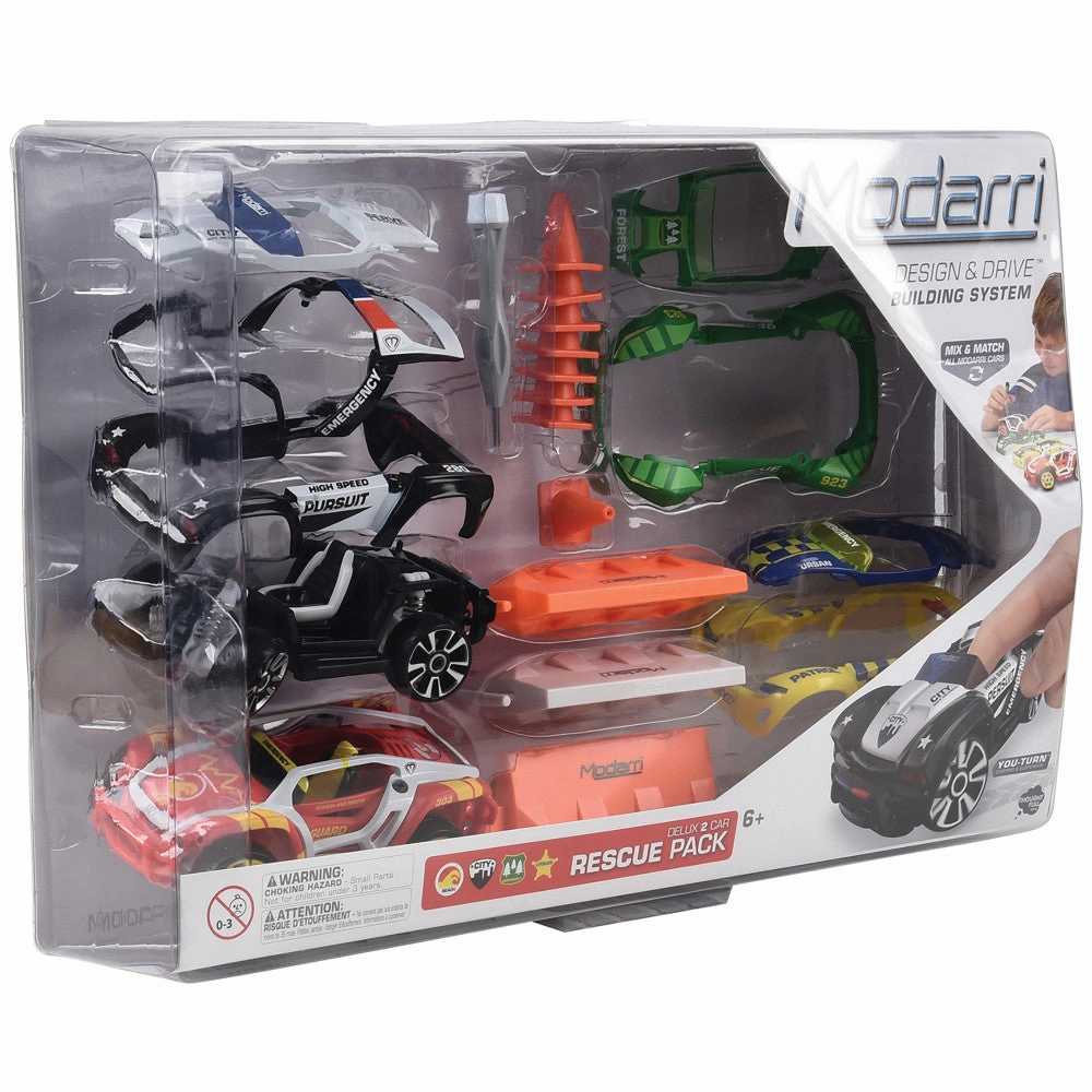Modarri Deluxe 2 Car Rescue Pack - Creative DIY Toy Car Building Kit for Kids 6 
