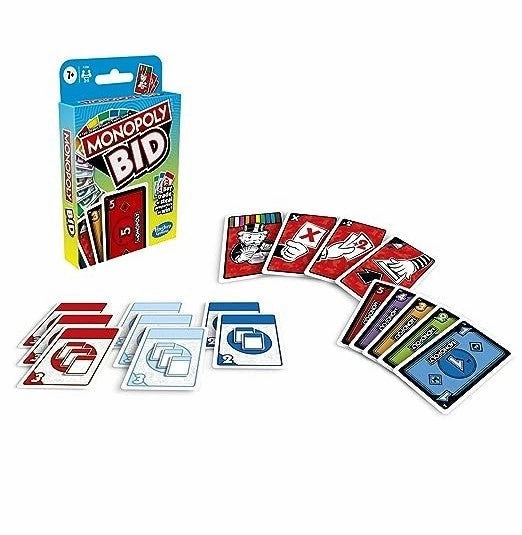 Monopoly Bid Game, Quick-Playing Card Game For 4 Players, Game For Families And Kids