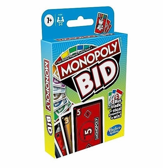 Monopoly Bid Game, Quick-Playing Card Game For 4 Players, Game For Families And Kids
