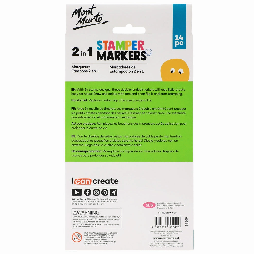 Mont Marte 2-In-1 Stamper Markers 14 Pack