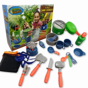 Nature Bound Camp Cookout Set with Light & Sound Burner for Kids, 15pc Set