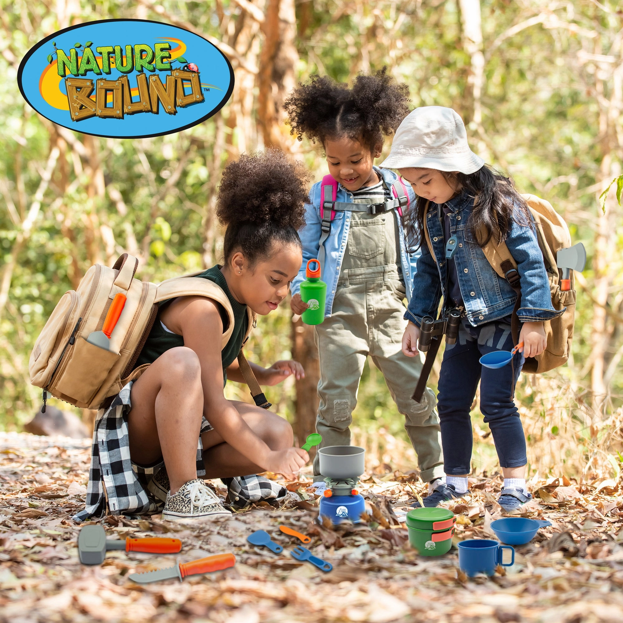 Nature Bound Camp Cookout Set with Light & Sound Burner for Kids, 15pc Set