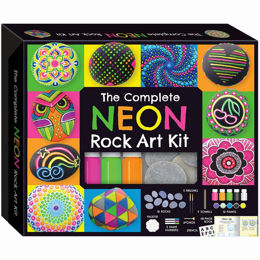 Neon Rock Art Kit - DIY Rock Painting Set for Kids 8-12