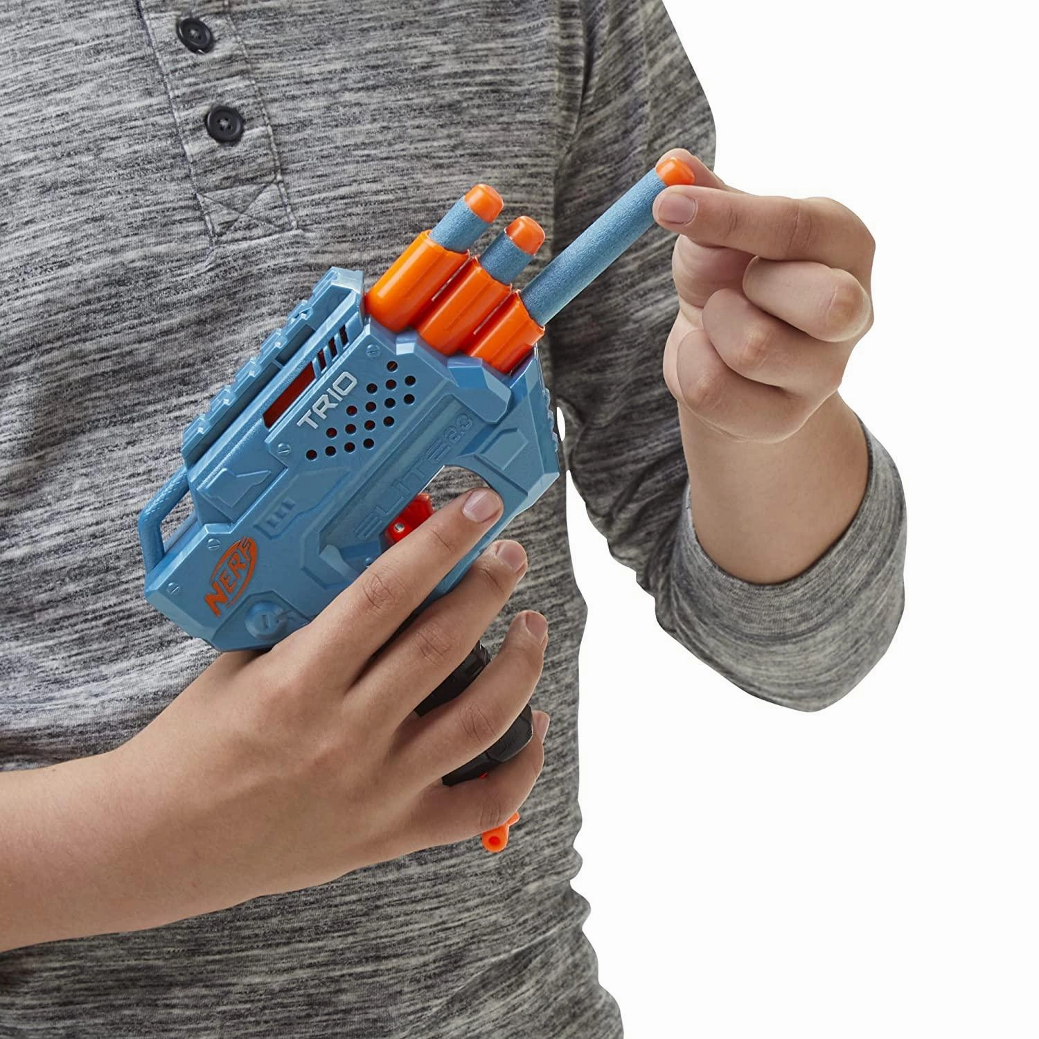 Nerf Elite 2.0 Trio Sd-3 Blaster, 6 Darts, 3-Barrel Blasting, Tactical Rail for Customizing Capability