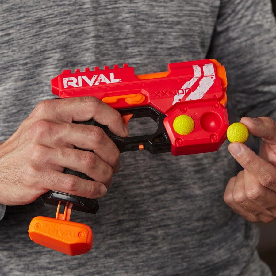 Nerf Rival Knockout XX-100 Blaster -Team Red, Round Storage, 85 FPS Velocity, Breech Load -- Includes 2 Official Nerf Rival Rounds