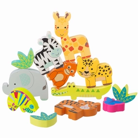 Orange Tree Toys Stacking Jungle Animals Set - Colorful Wooden Toys for Toddlers