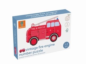 Orange Tree Toys Vintage Wooden Fire Engine Number Puzzle for Age 18M 