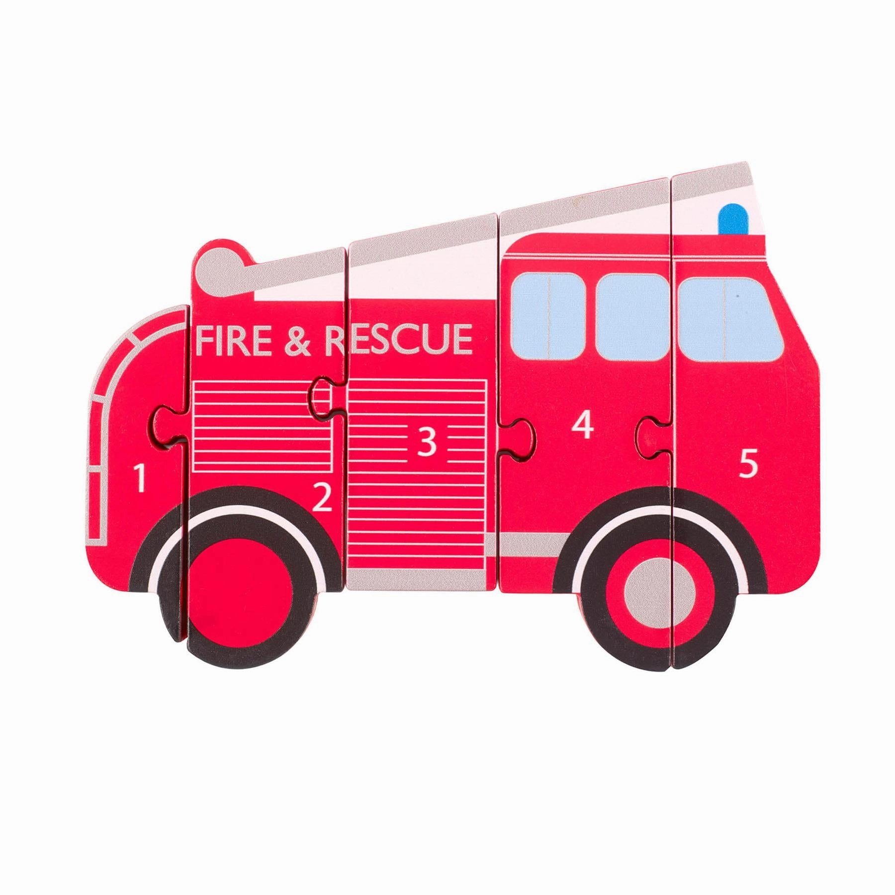 Orange Tree Toys Vintage Wooden Fire Engine Number Puzzle for Age 18M 