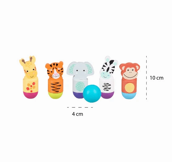 Orange Tree Toys Wooden Jungle Animal Skittles Set for Ages 3 and Up