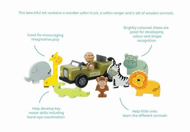 Orange Tree Toys Wooden Jungle Safari Play Set for Ages 18 Months & Up