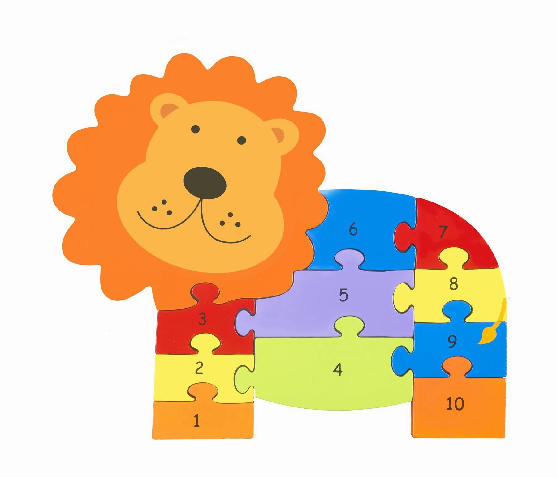 Orange Tree Toys Wooden Lion Number Puzzle for Ages 18 Months and Up