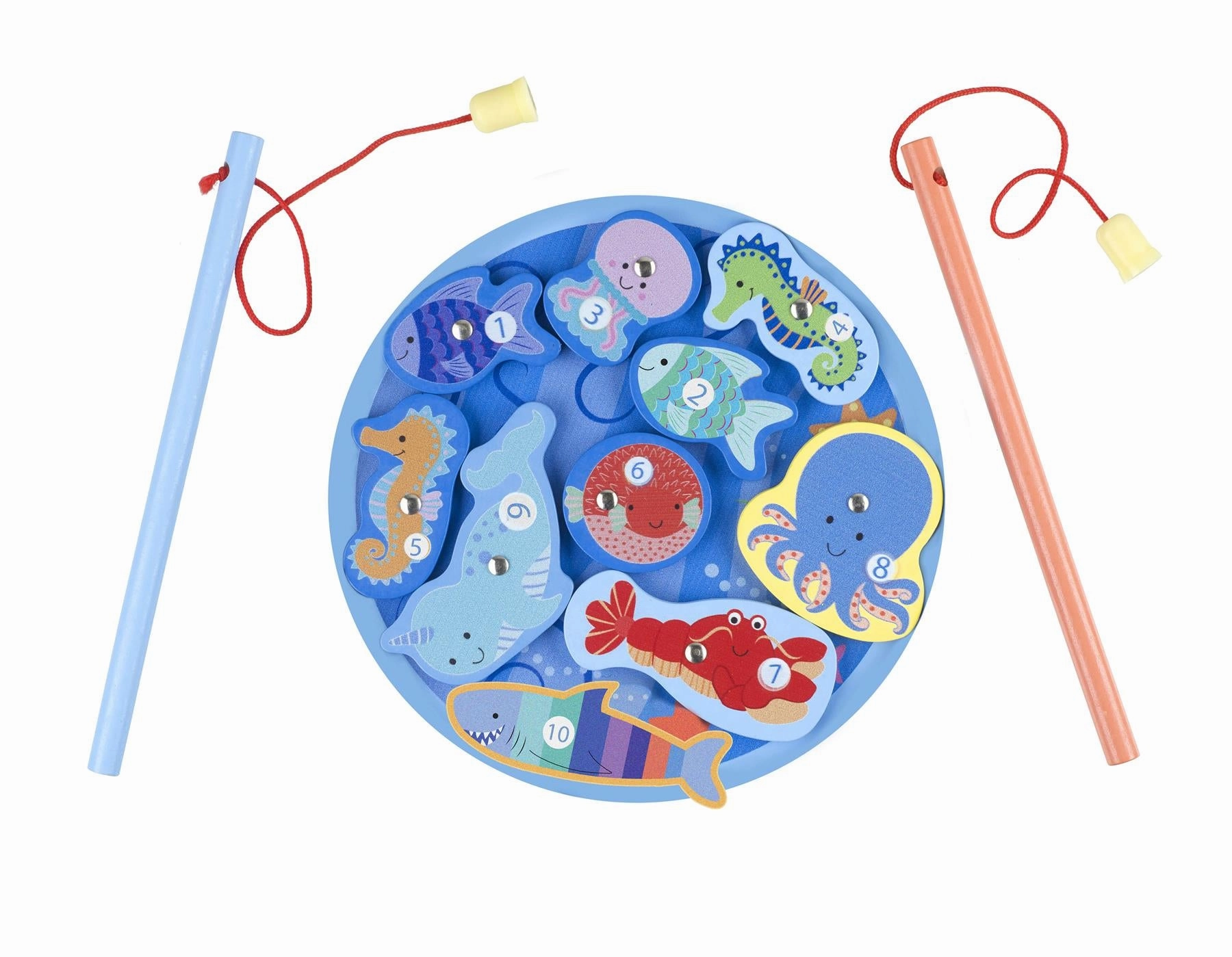 Orange Tree Toys Wooden Magnetic Fishing Game Playset for Ages 3 & Up