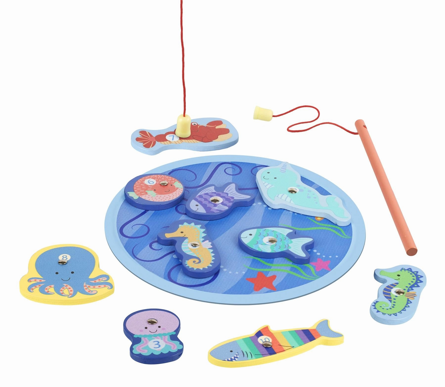 Orange Tree Toys Wooden Magnetic Fishing Game Playset for Ages 3 & Up
