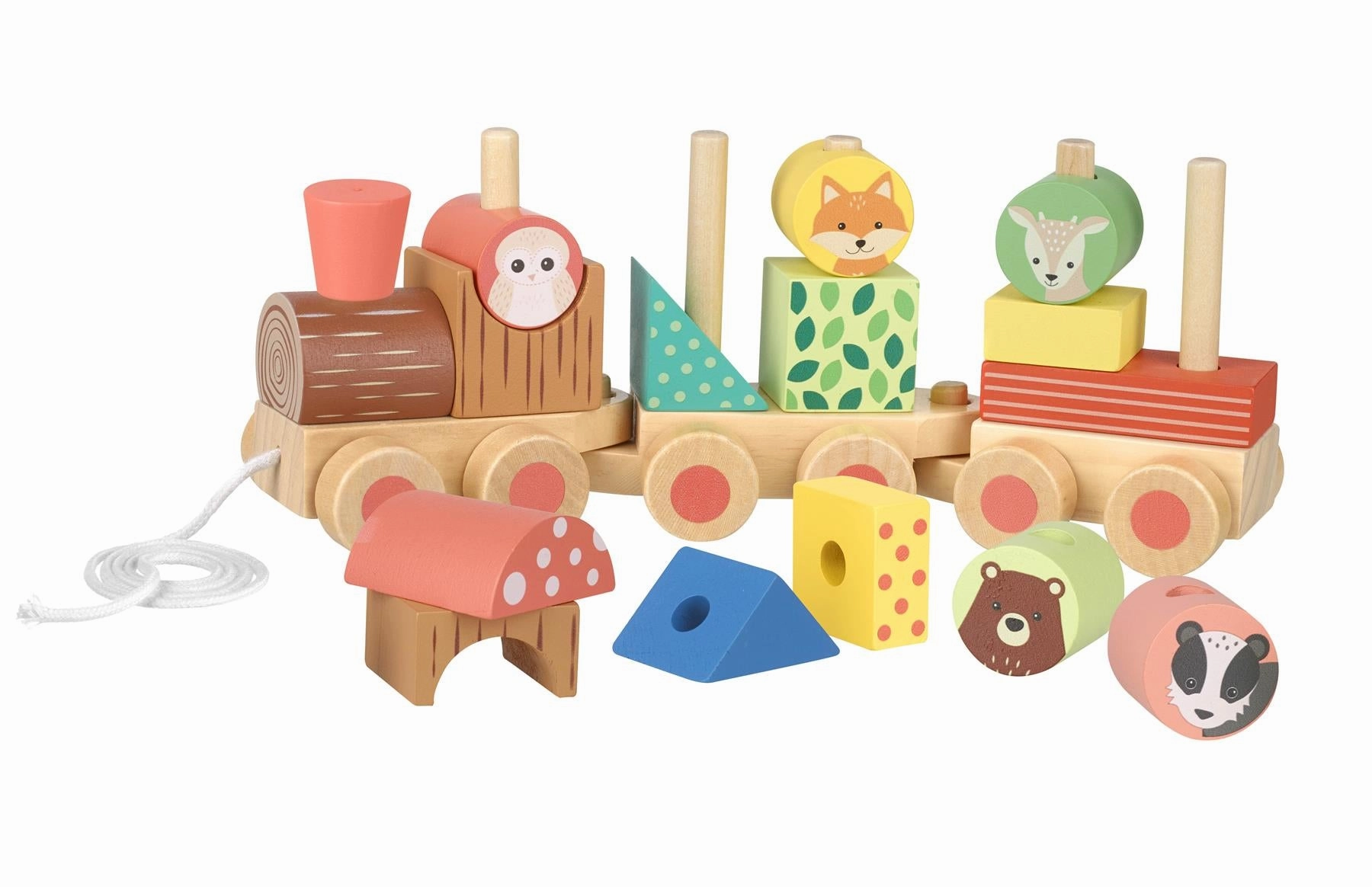 Orange Tree Toys Wooden Woodland Animal Puzzle Train for Ages 18M & Up