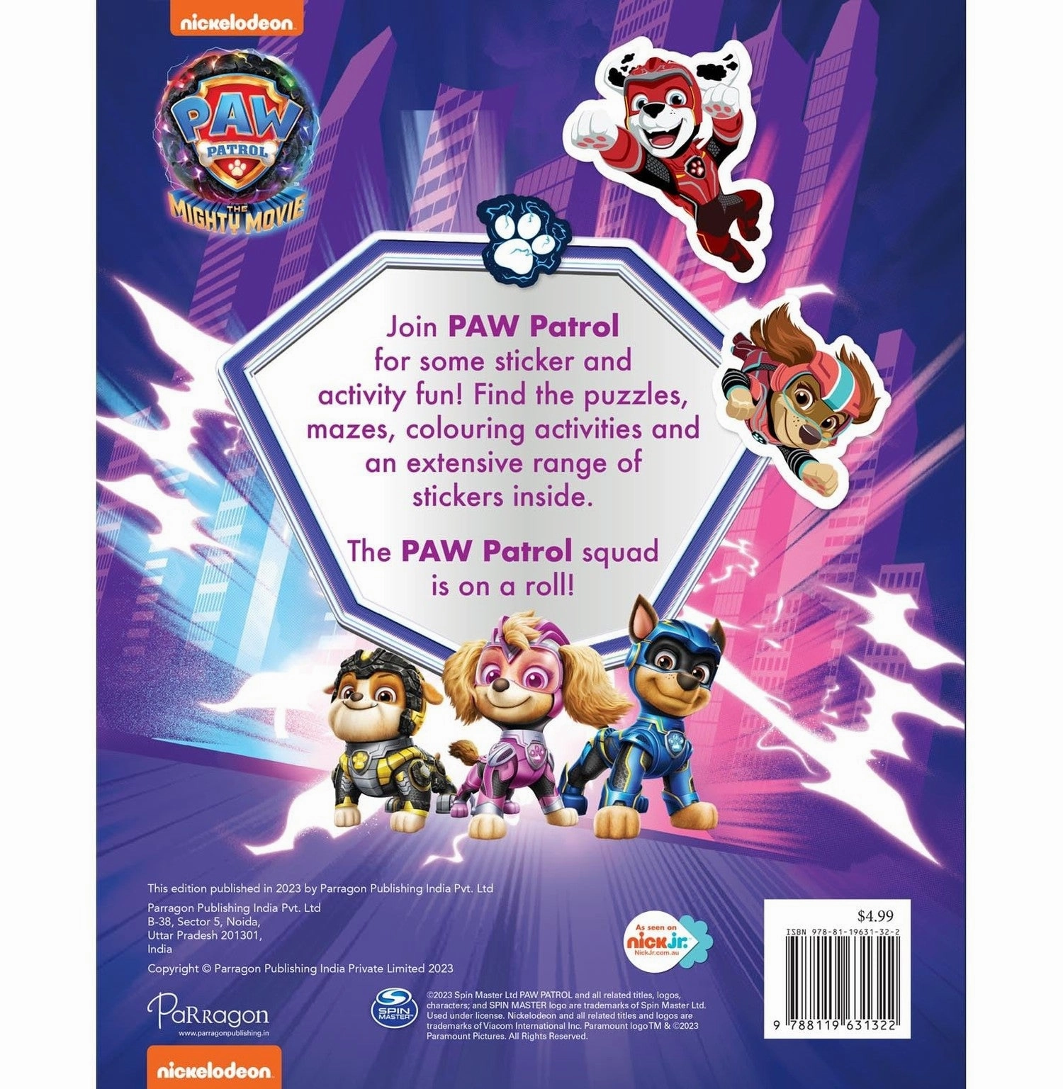 PAW Patrol Colouring Sticker and Activity : PAW Patrol The Mighty Movie : Colouring books for kids : PAW Patrol Sticker books : Sticker and Activity book [Paperback] Parragon