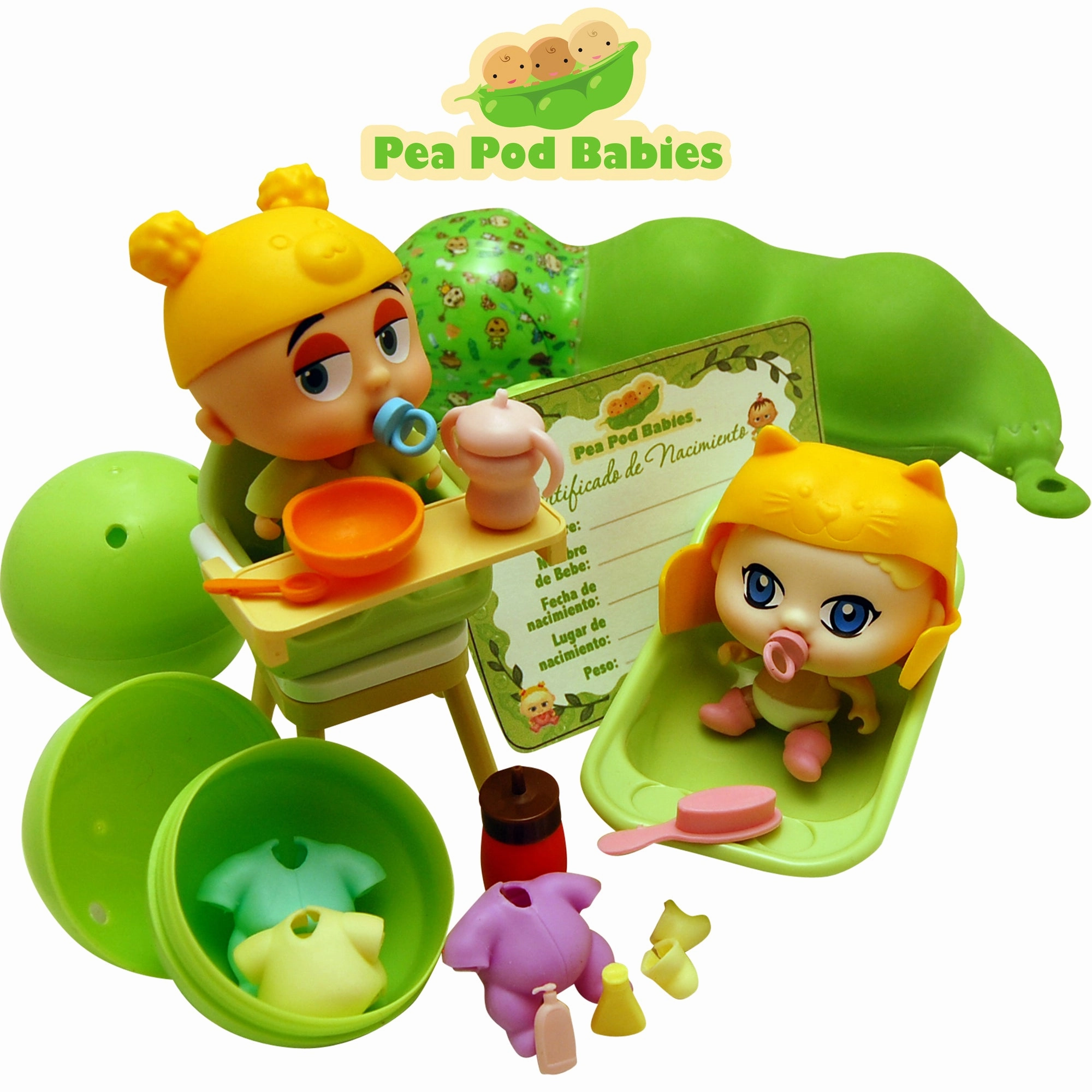 Pea Pod Babies 27-Piece Dinner & Bath Playset with Mini Dolls and Accessories